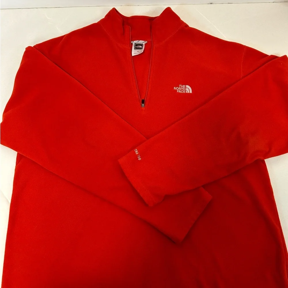 The North Face Men's TKA 100 Fleece Aldo‎ 1/4-Zip Pullover Reddish Orange Medium